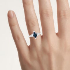 Blue Sapphire Ring With Diamonds 1.44 Carats 14K White Gold