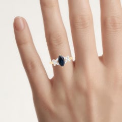 Blue Sapphire Ring With Diamonds 1.46 Carats 14K Yellow Gold