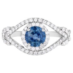Anillo Zafiro Azul Con Diamantes 1,75 Quilates Oro Blanco 14K