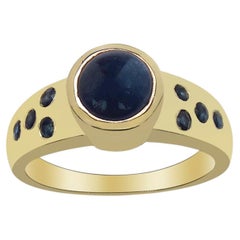 Anello con zaffiro blu e diamanti da 1.83 carati, argento placcato in oro