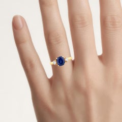 Blue Sapphire Ring With Diamonds 2.38 Carats 18K Yellow Gold