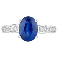 Ring mit blauem Saphir und Diamanten, 2,6 Karat, 18 Karat Weißgold