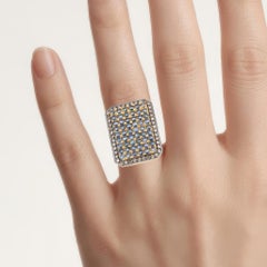 Blue Sapphire Ring With Diamonds 2.6 Carats Gold Plated Silver