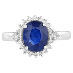 Ring mit blauem Saphir und Diamanten, 2,76 Karat, 18 Karat Weißgold