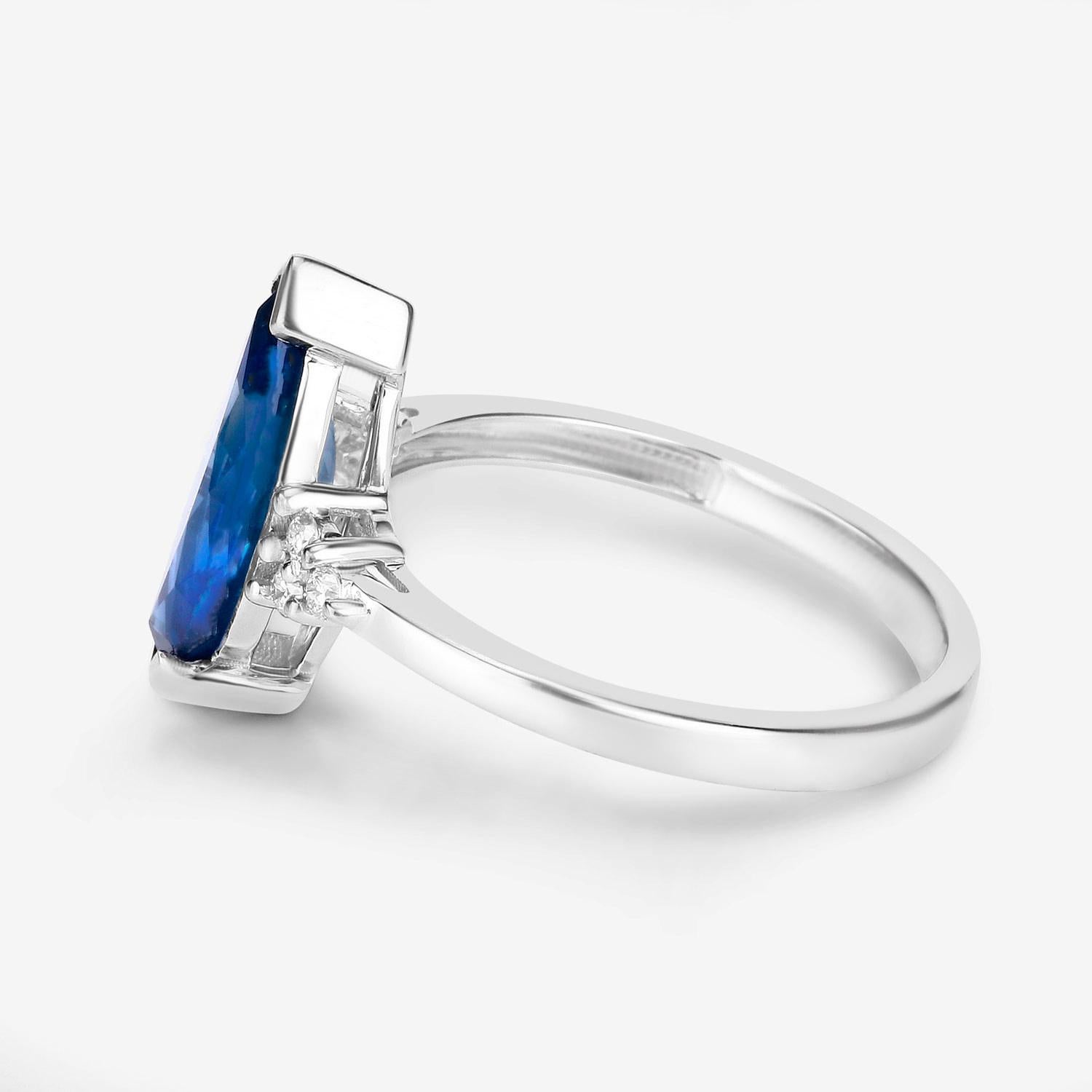 Blue Sapphire Ring With Diamonds 4.83 Carats 14K White Gold In Excellent Condition For Sale In Laguna Niguel, CA