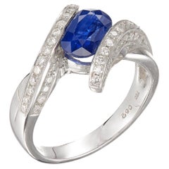 Vintage Blue Sapphire Ring with Diamonds