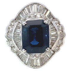 Blue Sapphire Ring with Diamonds
