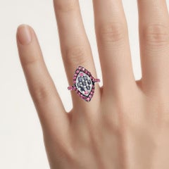 Blue Sapphire Ring With Ruby 1.74 Carats Sterling Silver