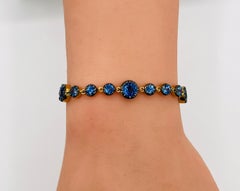 Blue Sapphire Round Bracelet in 18K Yellow Gold