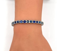 Blue Sapphire Round Bracelet in Platinum