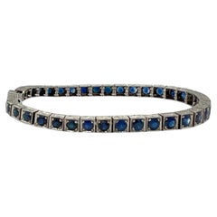 Blue Sapphire Round Bracelet in Platinum
