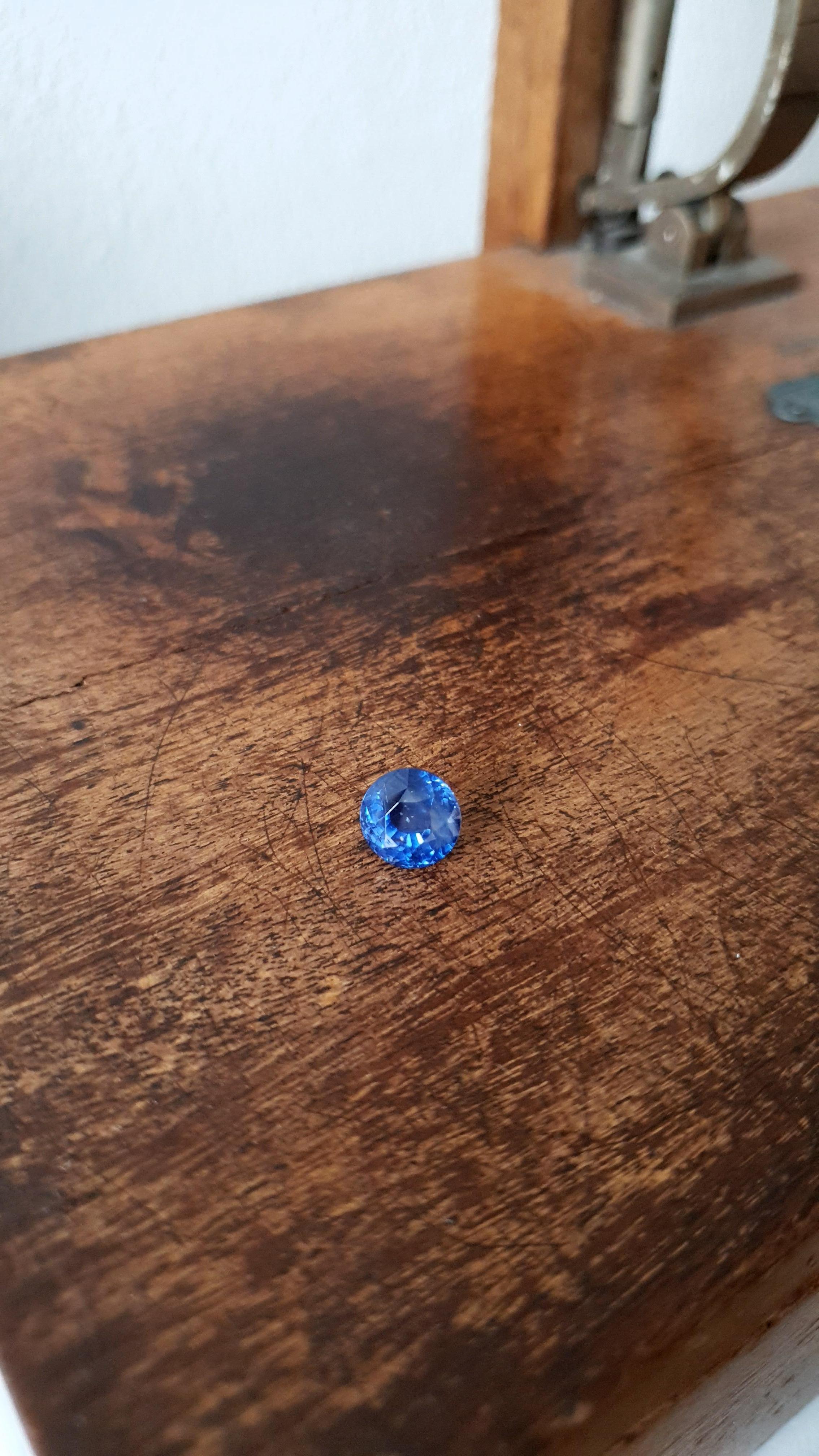 Blue Sapphire, round,  Faceted Gem, 5, 91 ct., loose Gemstone, not heate, natural 1