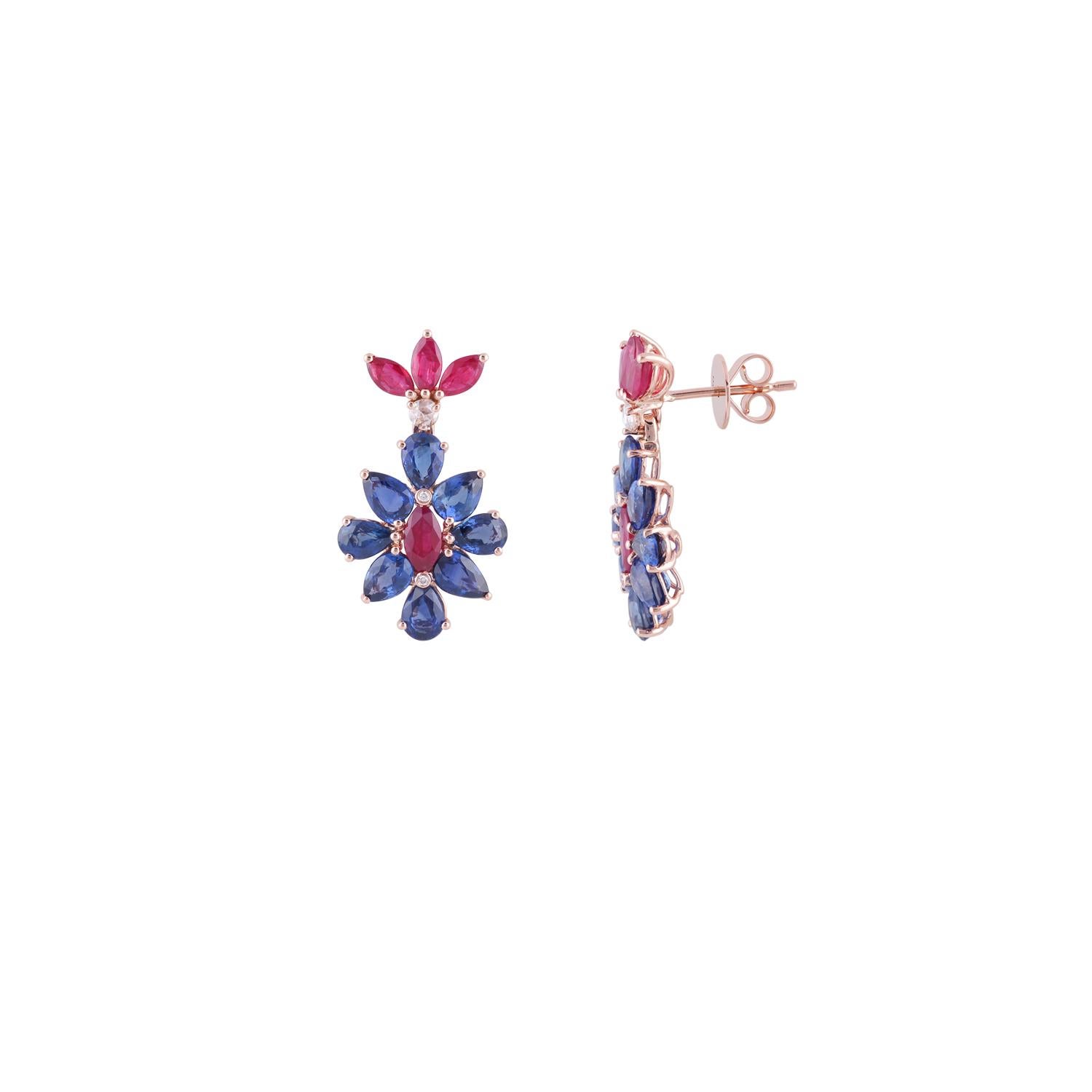 sapphire and ruby earrings