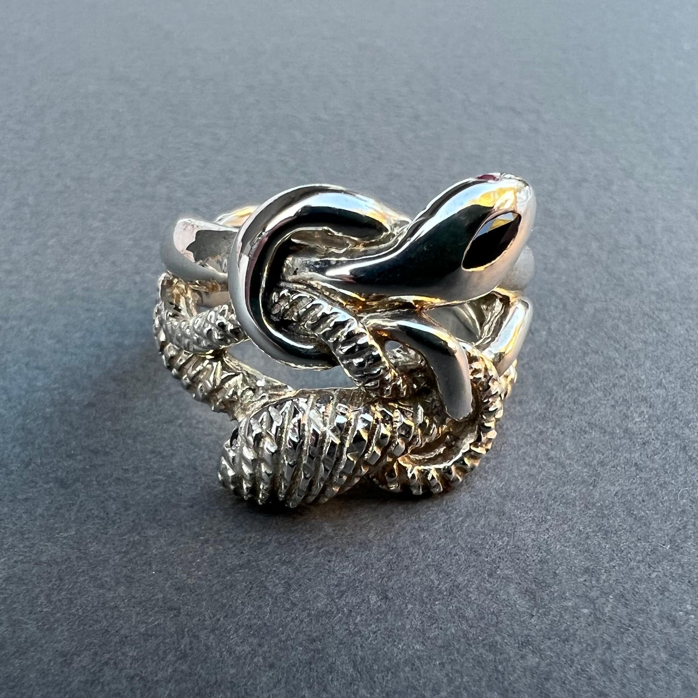 Blue Sapphire Ruby Snake Ring Silver J Dauphin - image 8