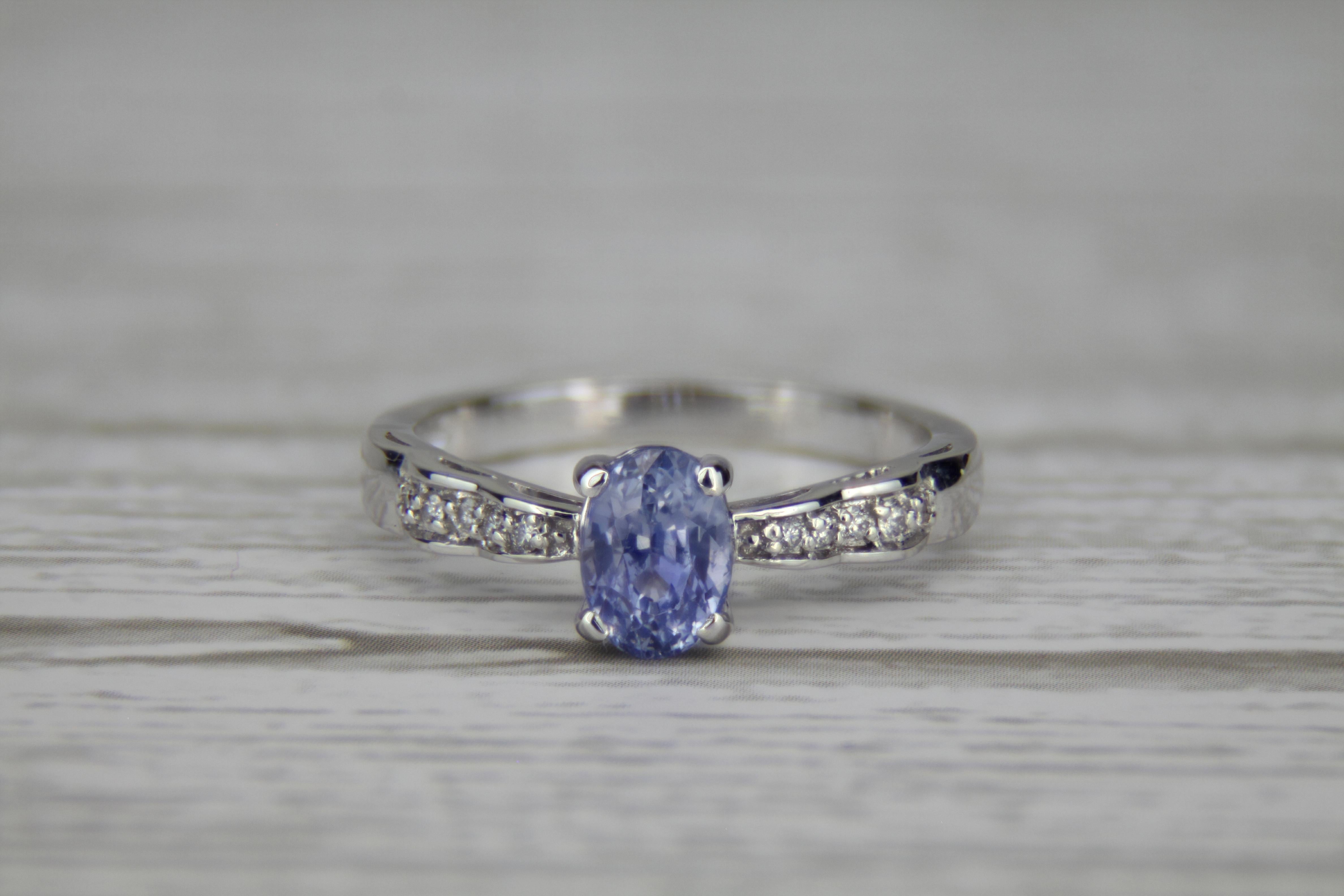 For Sale:  Blue sapphire, side diamonds 14k gold ring. 3