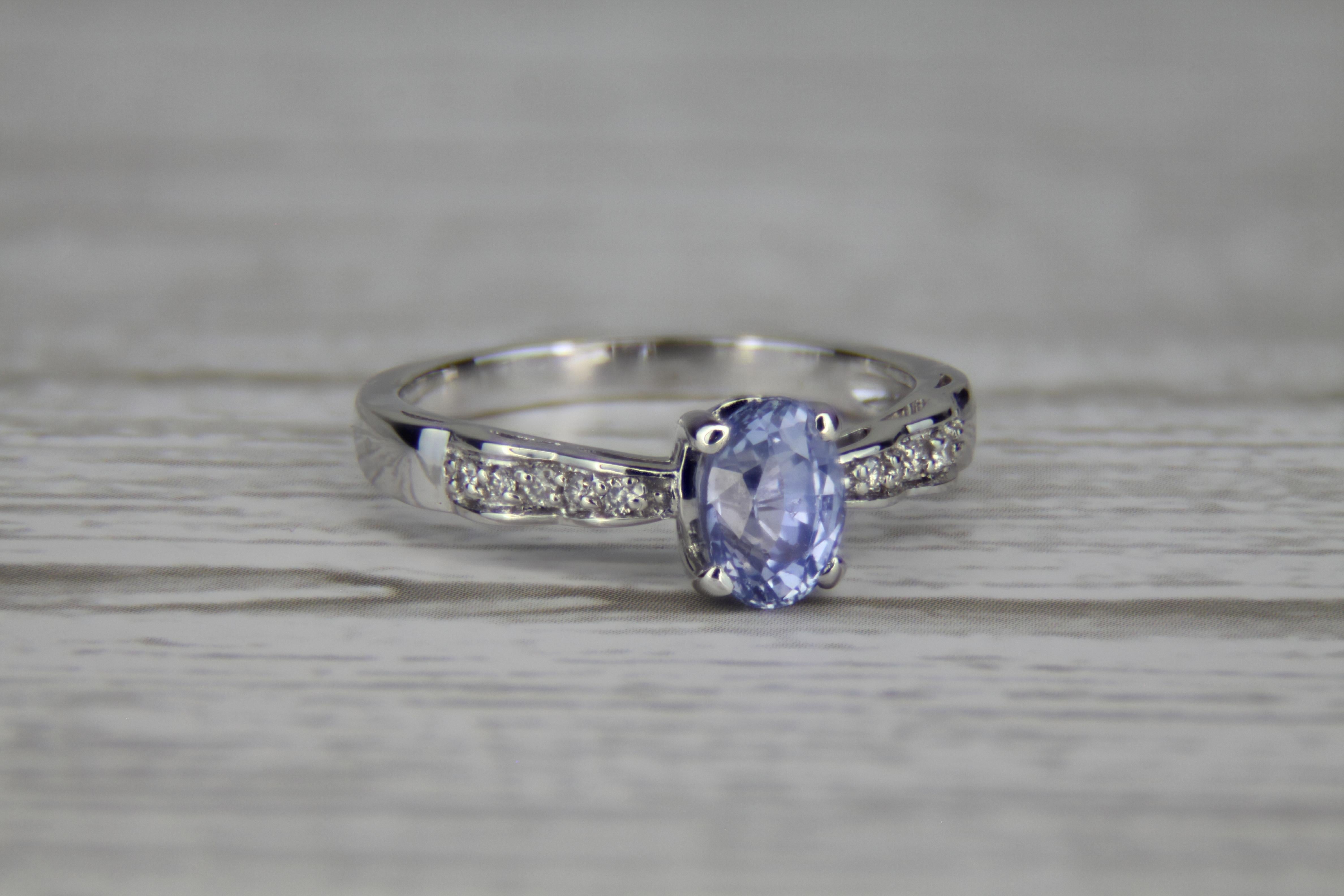 For Sale:  Blue sapphire, side diamonds 14k gold ring. 4