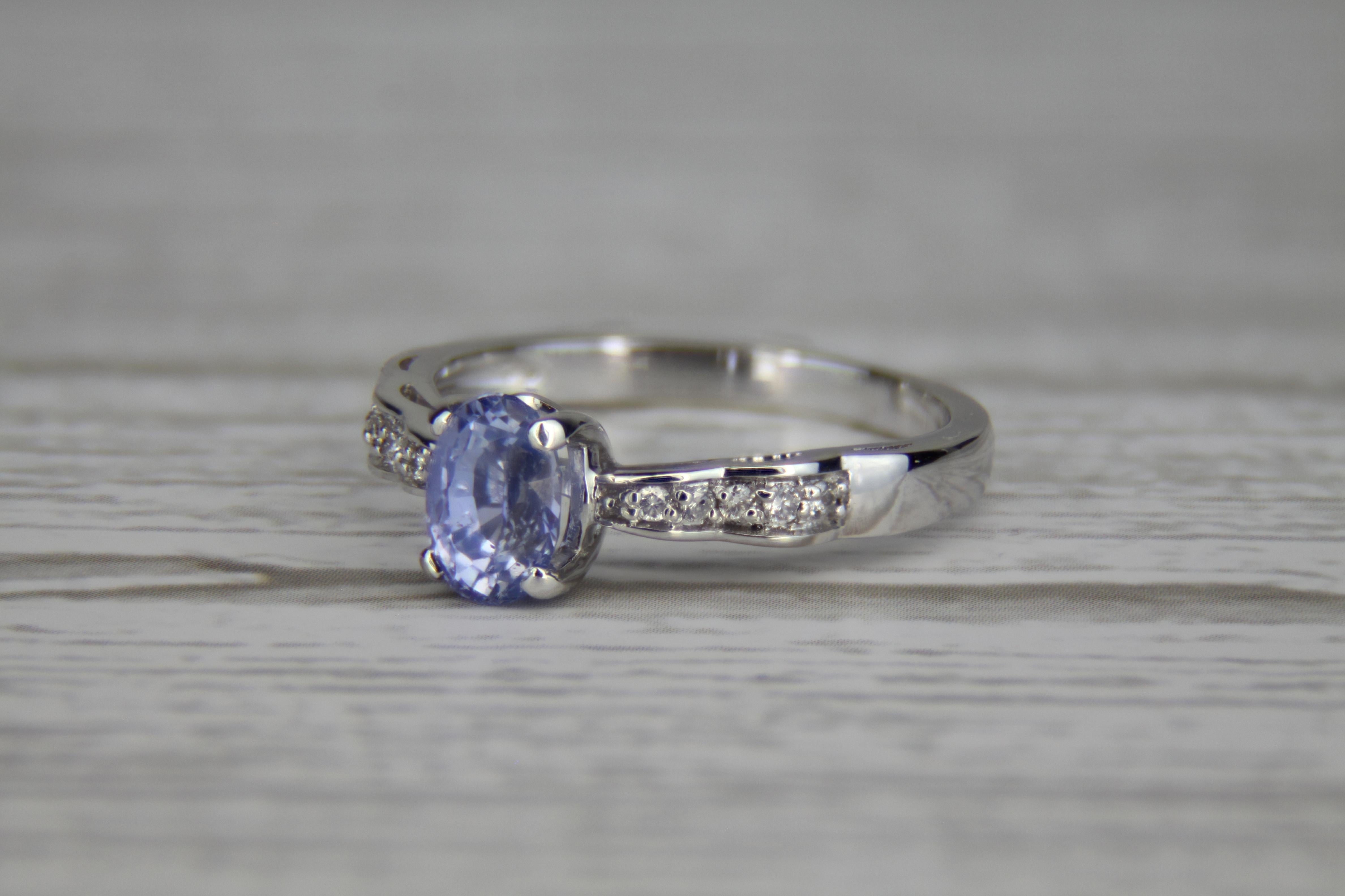 For Sale:  Blue sapphire, side diamonds 14k gold ring. 5