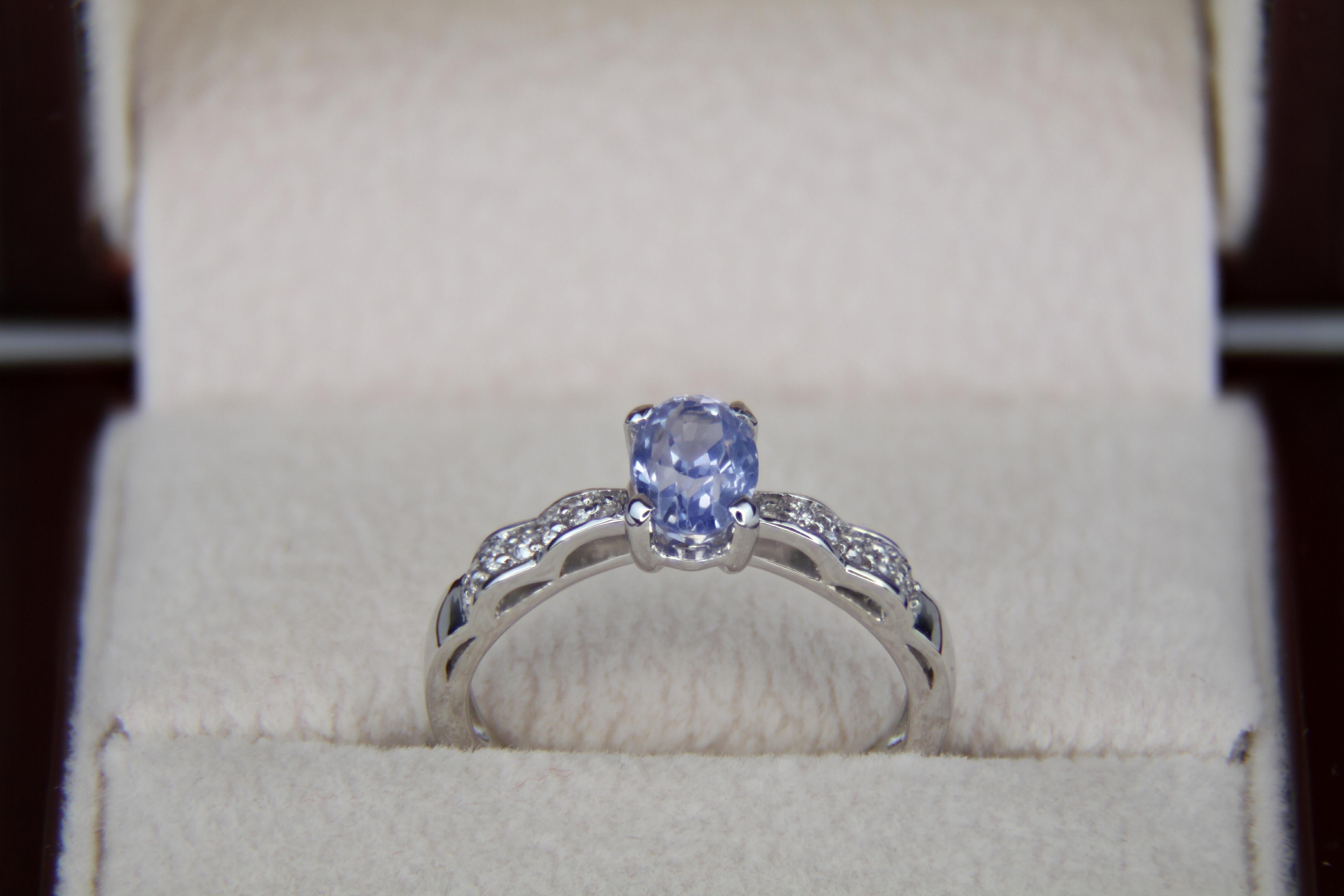For Sale:  Blue sapphire, side diamonds 14k gold ring. 6