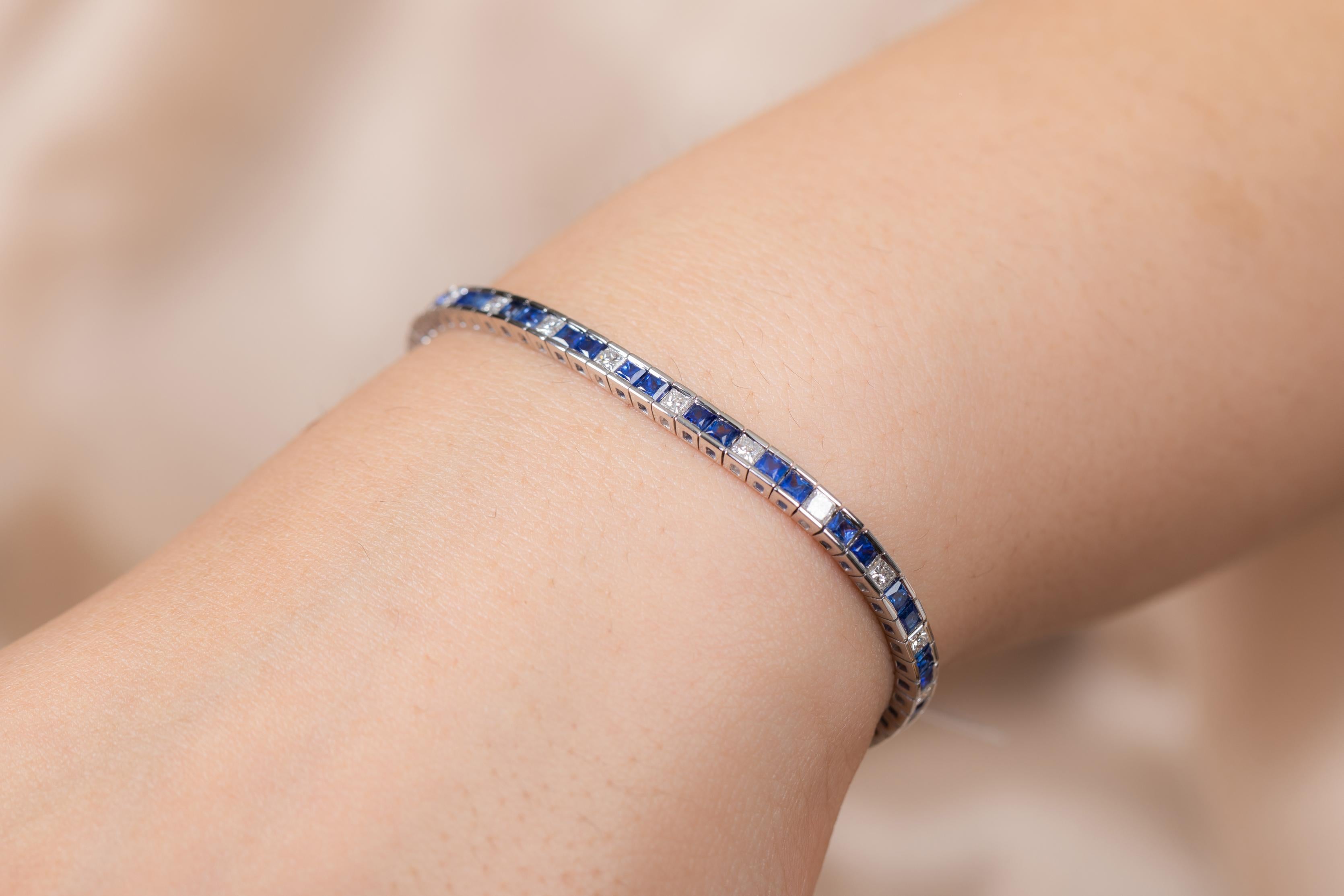 blue sapphire tennis bracelet