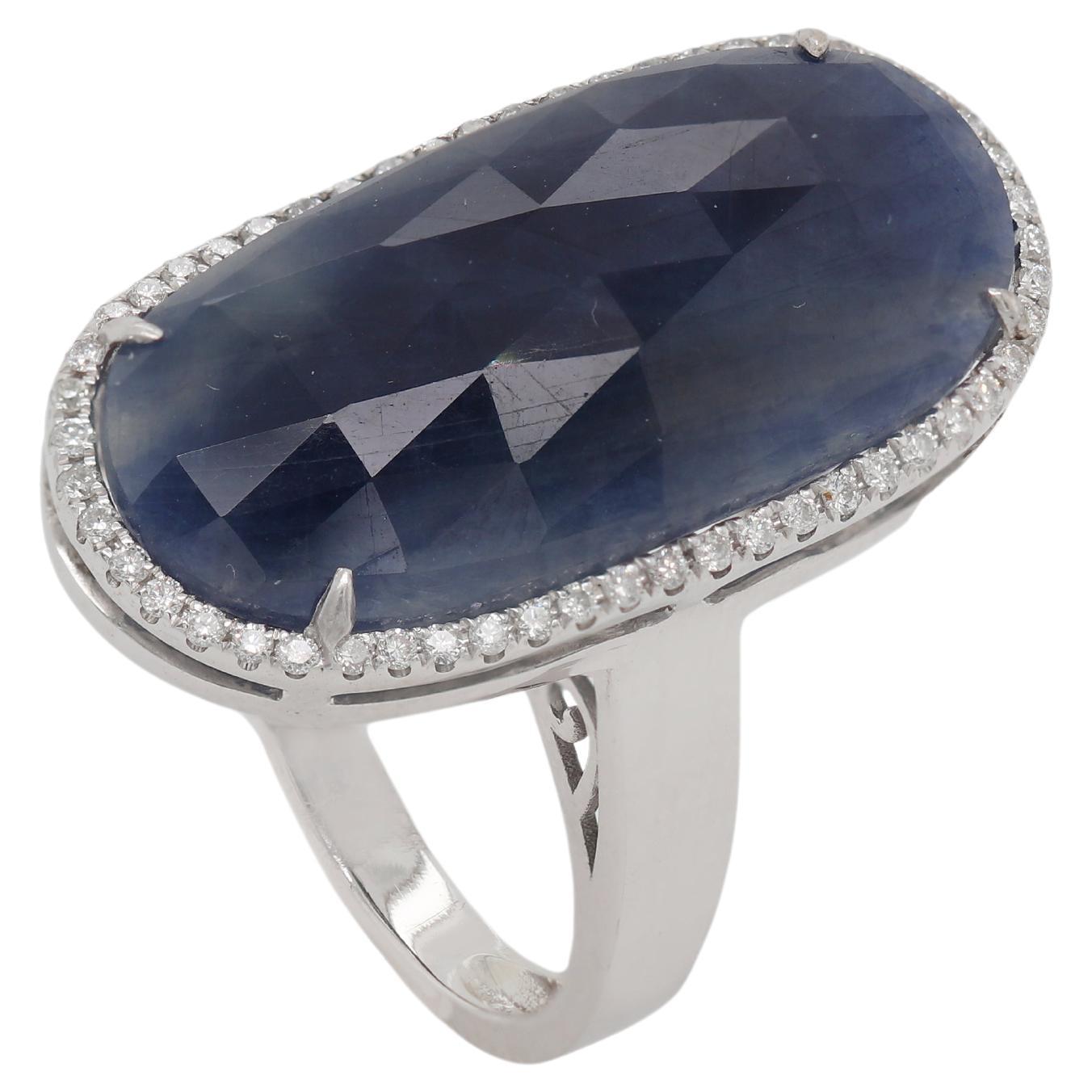 Slice Rings Red Sapphire Slice Ring with Diamonds 14k White Gold For Sale at 1stDibs