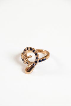 Blue Sapphire Snake Ring Coiled Serpent Cocktail Ring Ruby Eyes J Dauphin