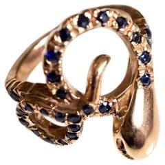 Blue Sapphire Snake Ring Coiled Serpent Cocktail Ring Ruby Eyes J Dauphin