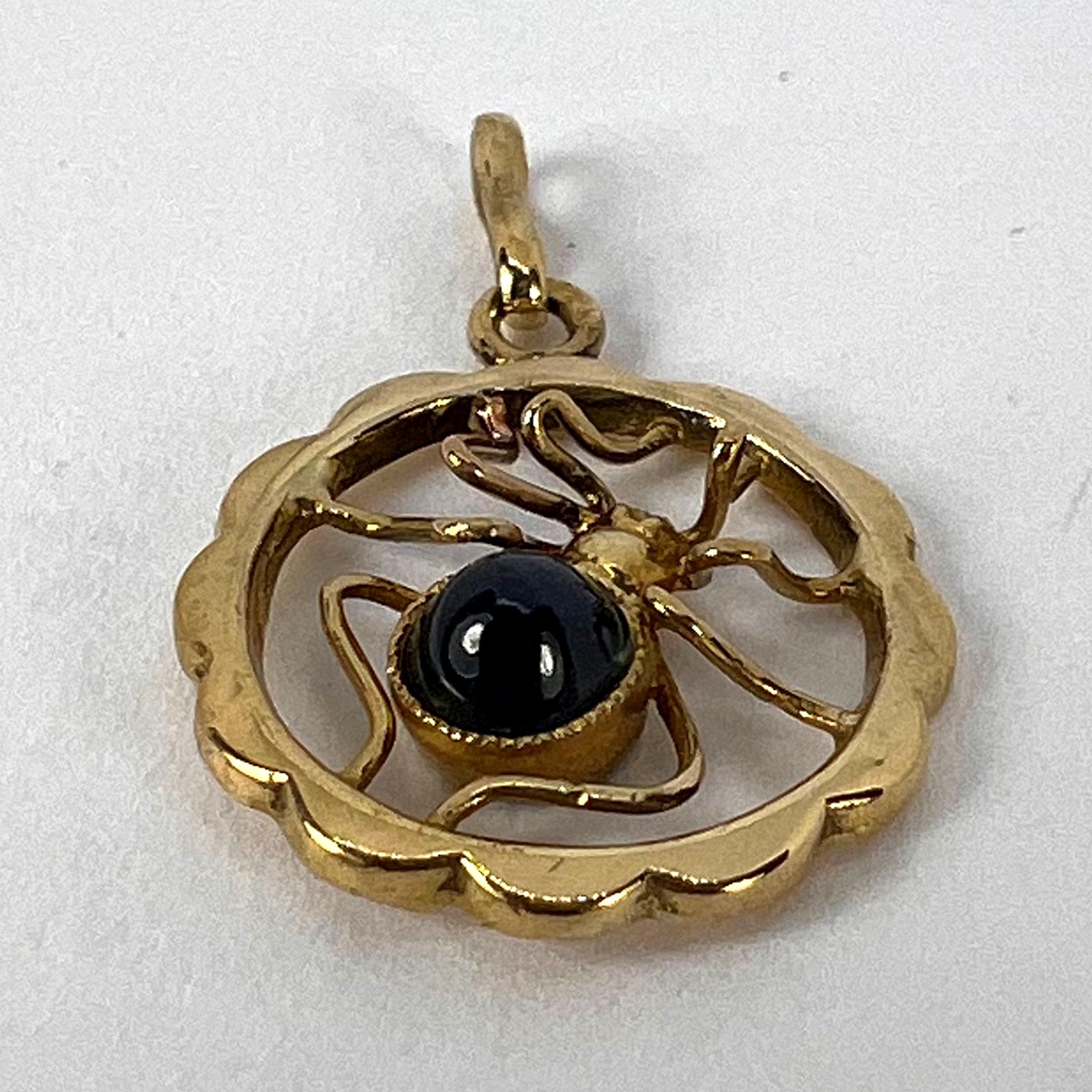 Blue Sapphire Spider 18K Yellow Gold Charm Pendant For Sale 8