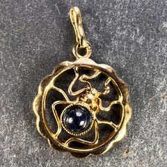 Blue Sapphire Spider 18K Yellow Gold Charm Pendant