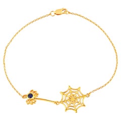 Armband mit blauer Saphir-Spinne, 0,12 Karat, vergoldetes Silber