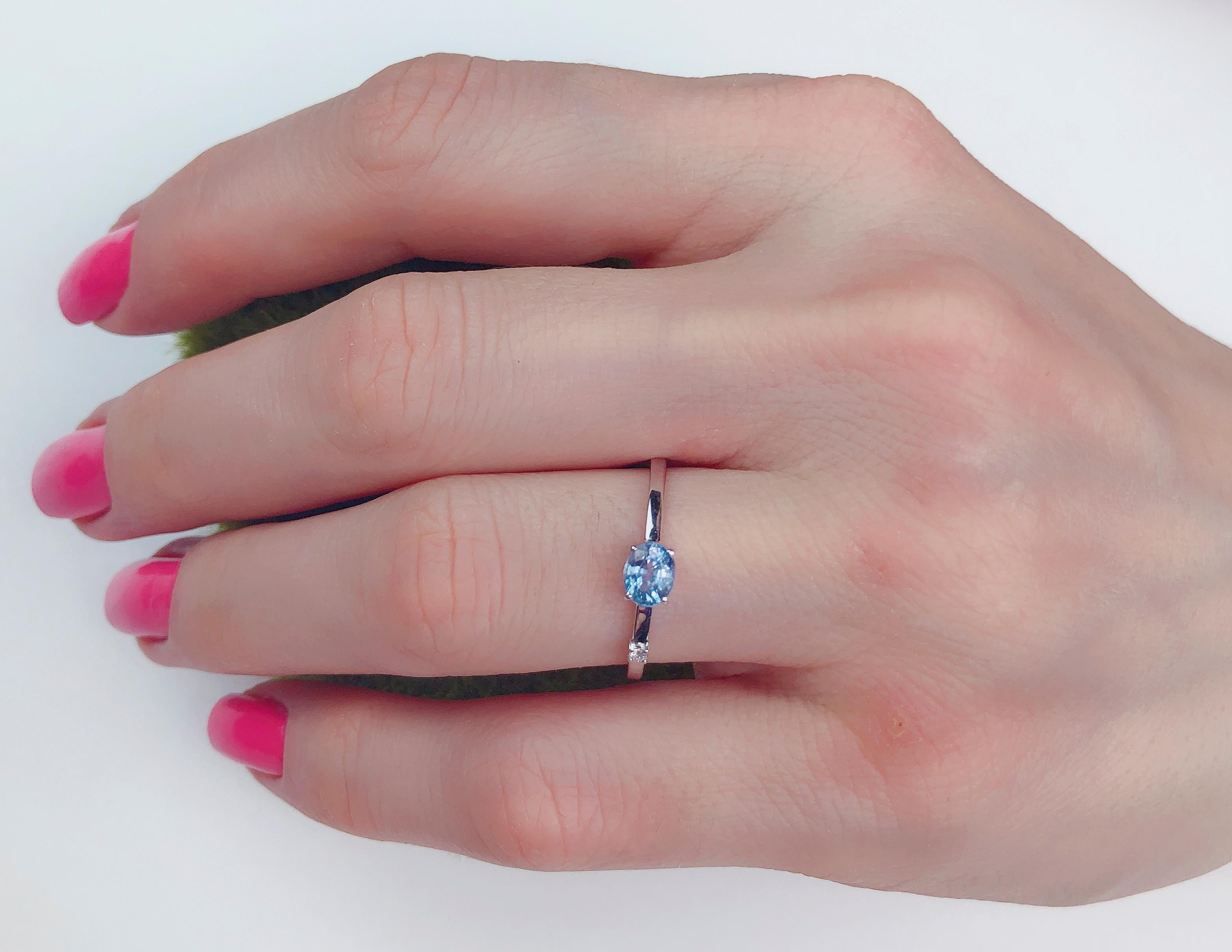 Women's Blue sapphire stackable ring. 