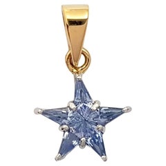 Blue Sapphire Star Pendant set in 18K Yellow/White Gold Settings