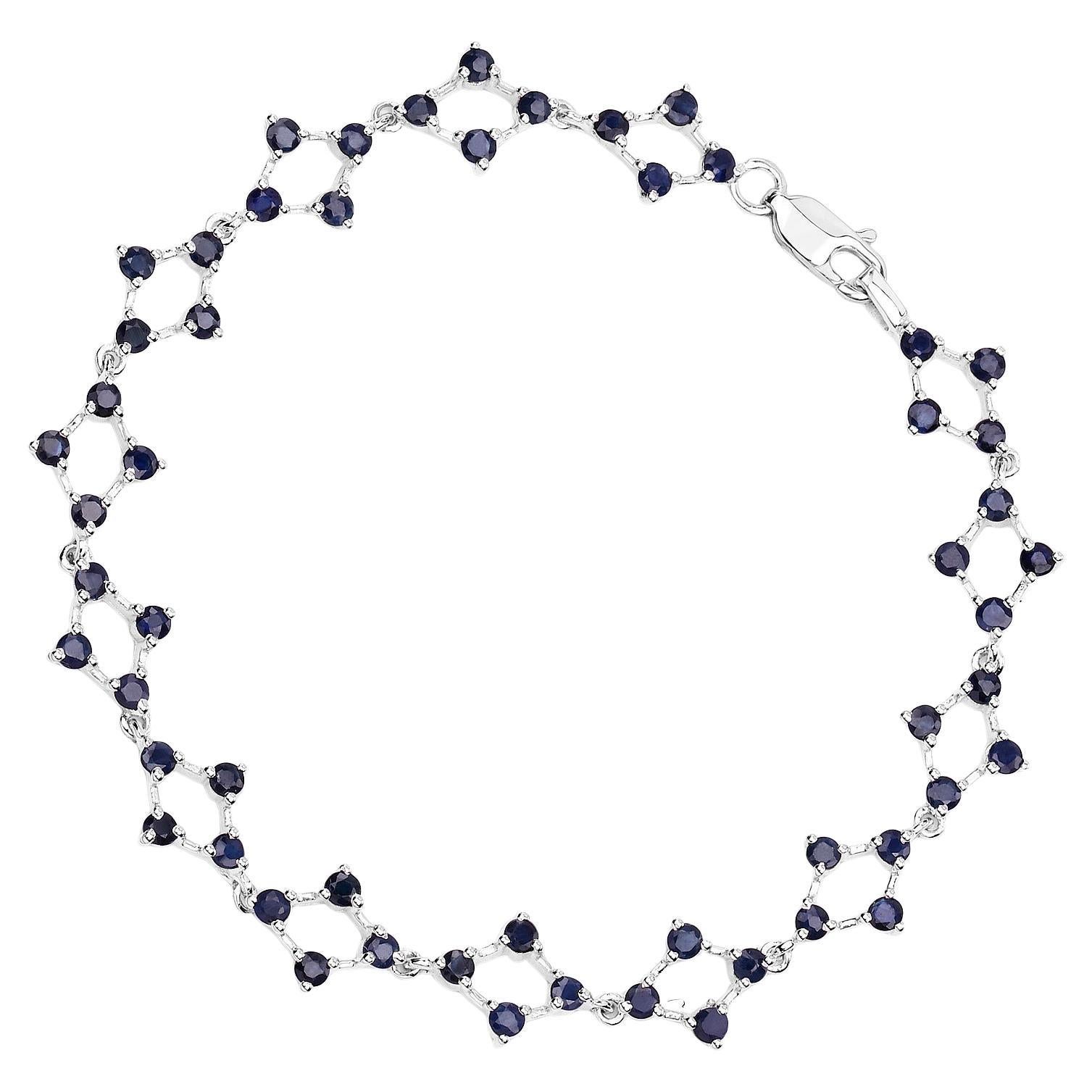 Pulsera de zafiros azules 3,3 quilates Plata