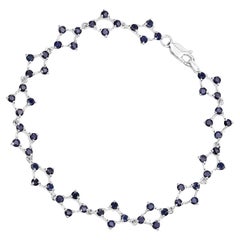 Pulsera de zafiros azules 3,3 quilates Plata