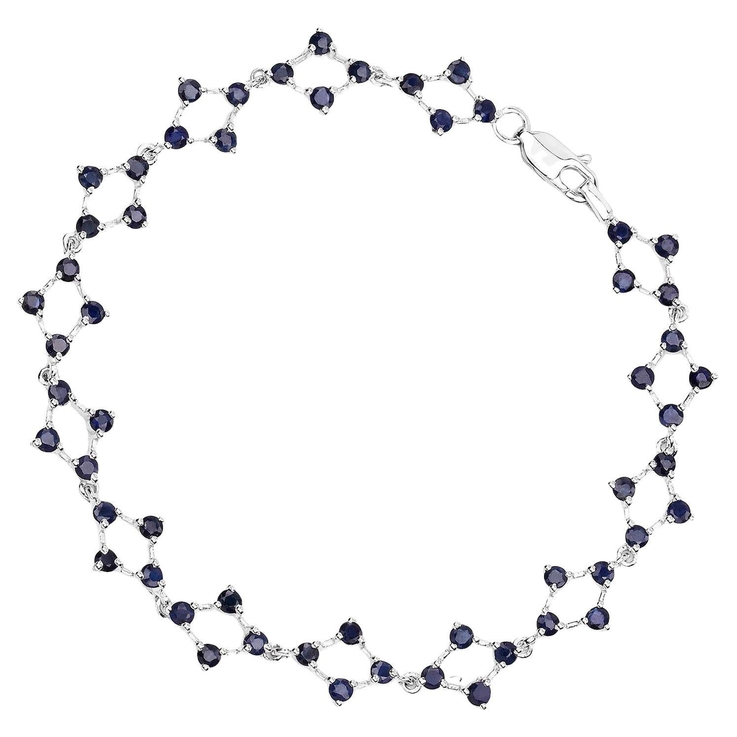 Blauer Saphir Strang Armband 3,3 Karat Silber