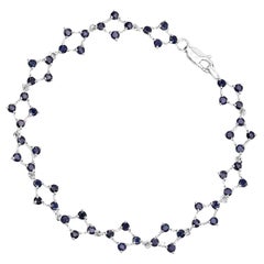 Blauer Saphir Strang Armband 3,3 Karat Silber