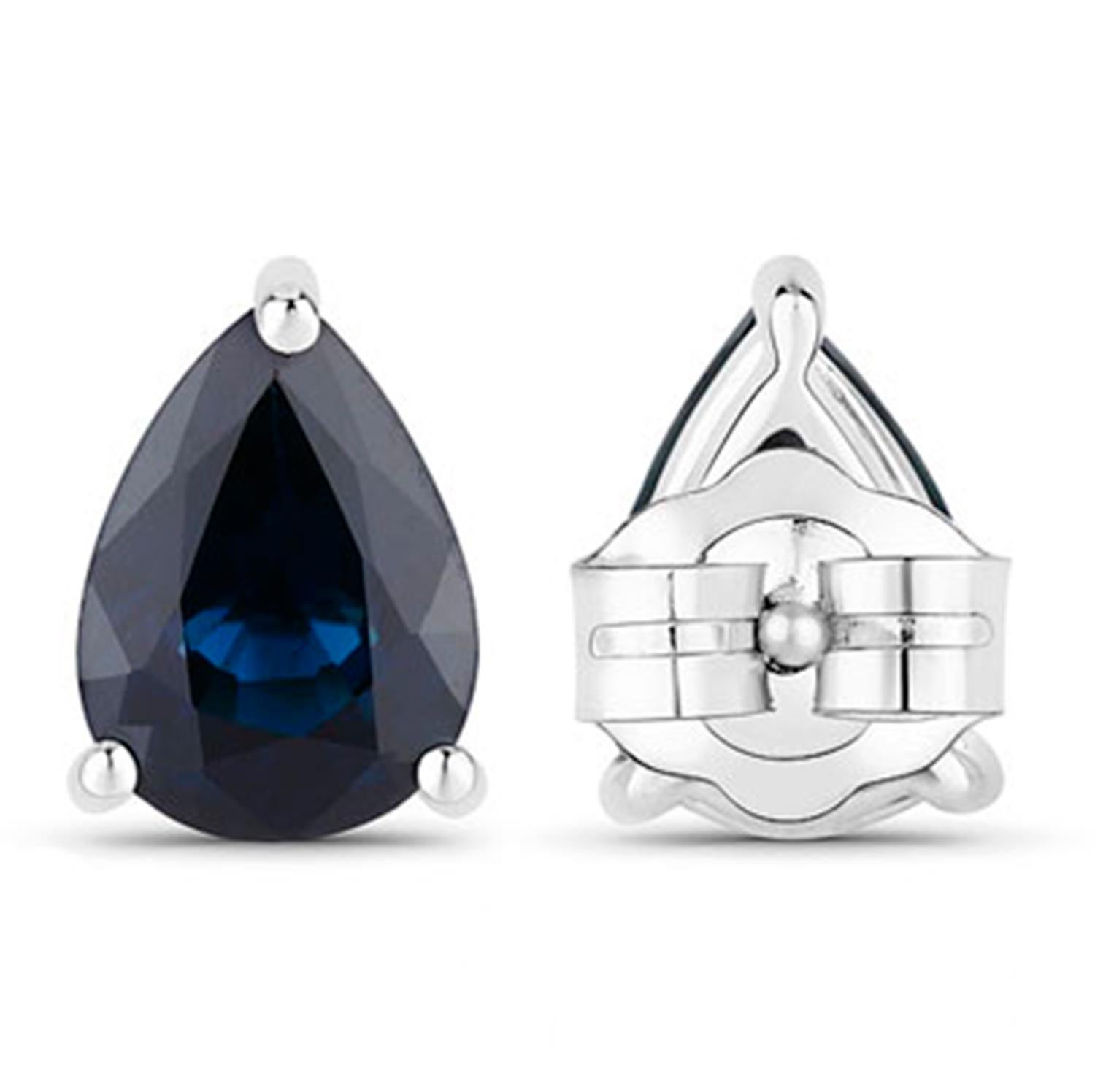Orecchini con zaffiro blu da 1,1 carati in oro bianco 14K In condizioni ottime in vendita a Punta Gorda, FL