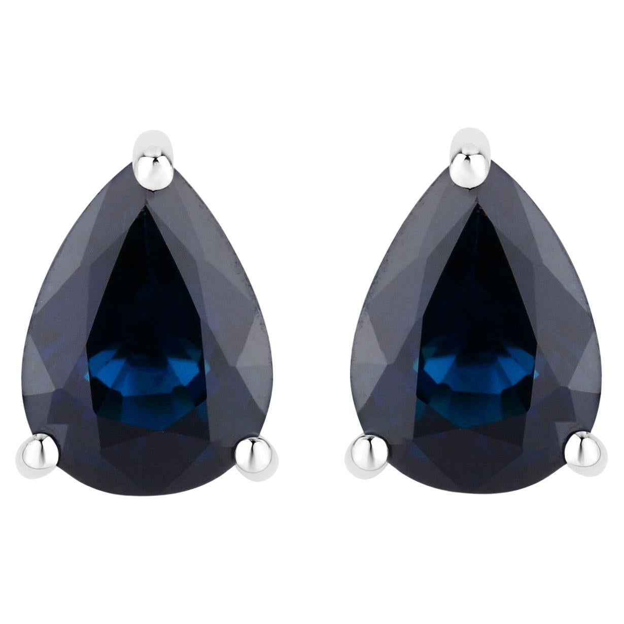 Orecchini con zaffiro blu da 1,1 carati in oro bianco 14K