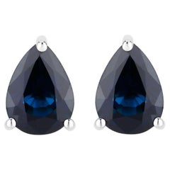 Orecchini con zaffiro blu da 1,1 carati in oro bianco 14K