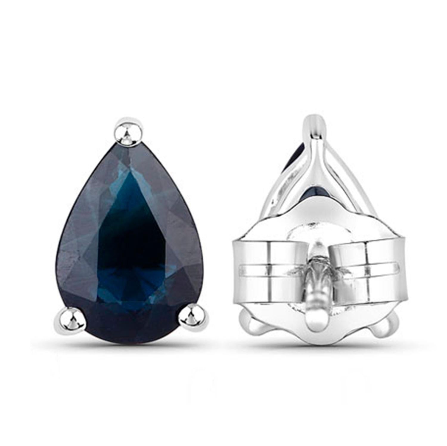 Boucles d'oreilles saphir bleu 1.57 carats or blanc 14K Excellent état - En vente à Punta Gorda, FL