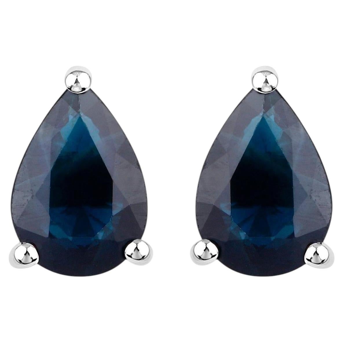 Pendientes Zafiro Azul 1,57 Quilates Oro Blanco 14K en venta