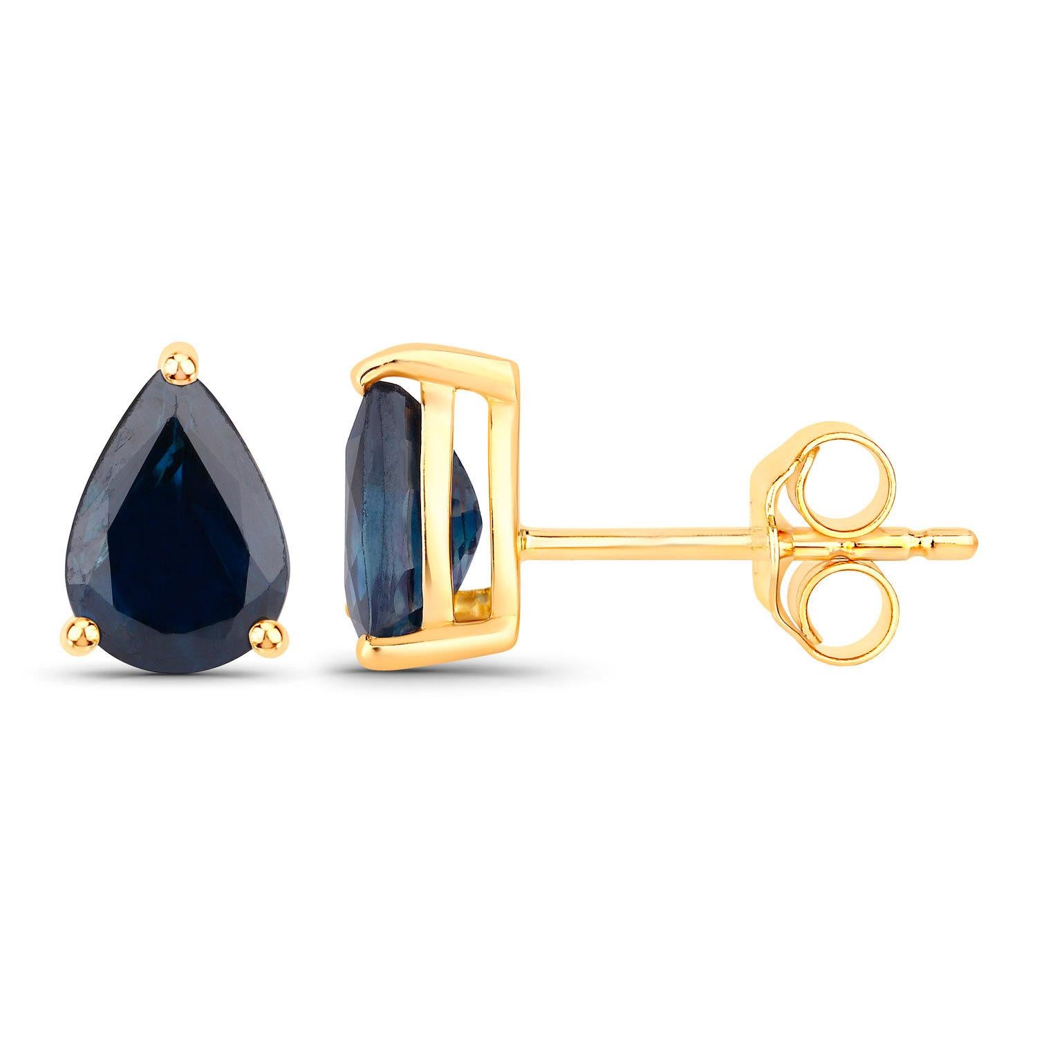 Contemporaneo Orecchini con zaffiro blu 1,57 carati in oro giallo 14K in vendita