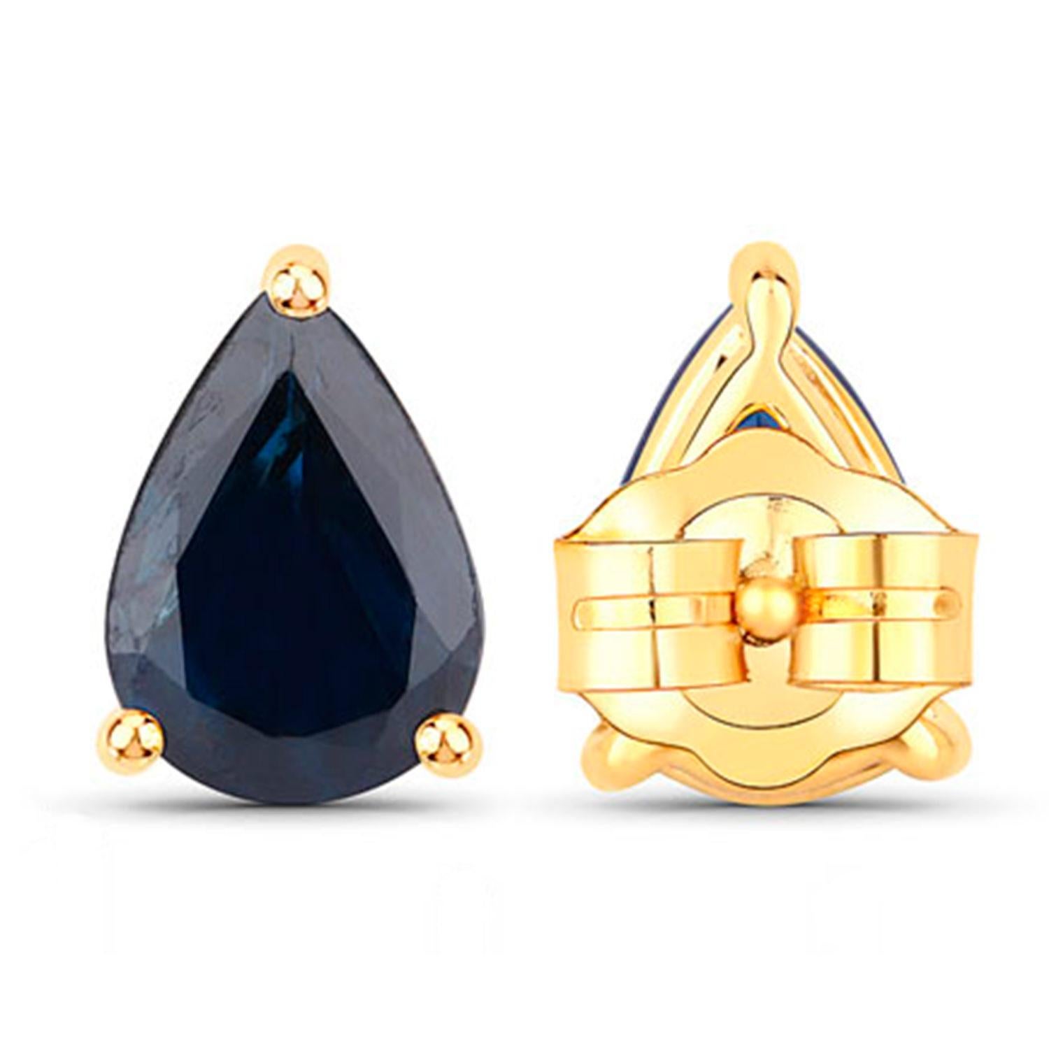 Orecchini con zaffiro blu 1,57 carati in oro giallo 14K In condizioni ottime in vendita a Punta Gorda, FL