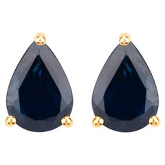 Blauer Saphir Ohrstecker 1,57 Karat 14K Gelbgold