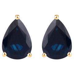 Blauer Saphir Ohrstecker 1,59 Karat 10K Gelbgold