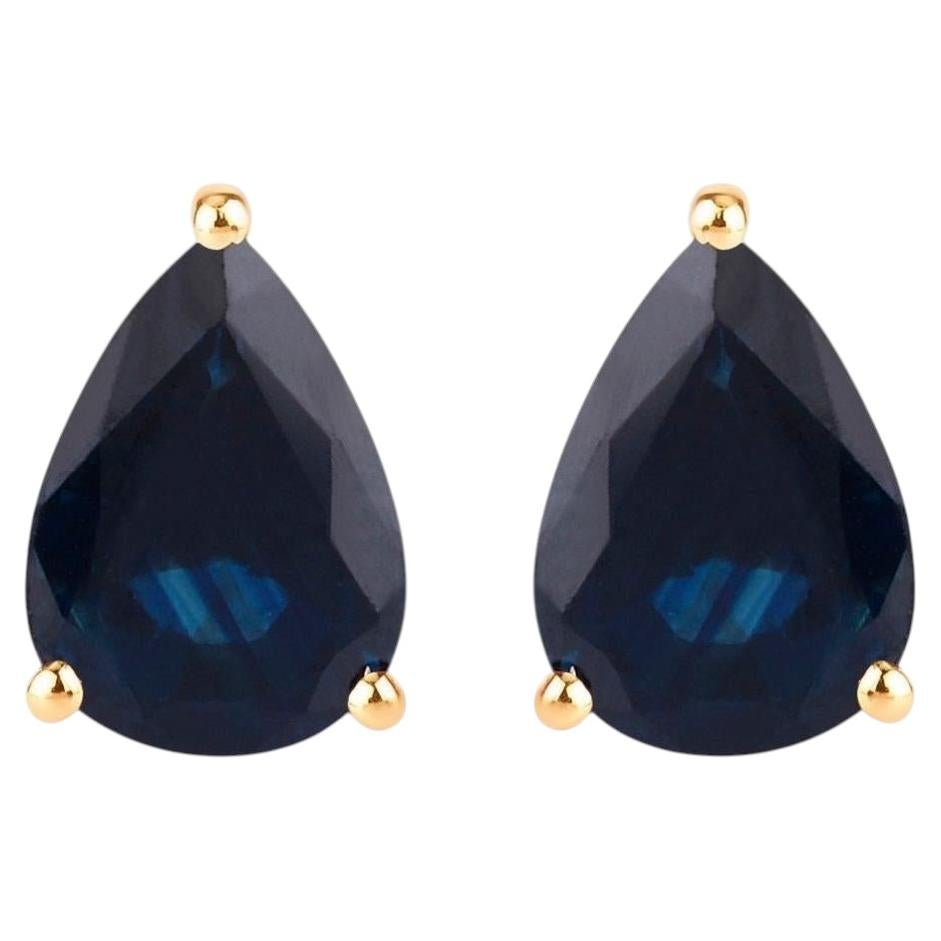 Boucles d'oreilles saphir bleu 1.59 carats or jaune 10K en vente