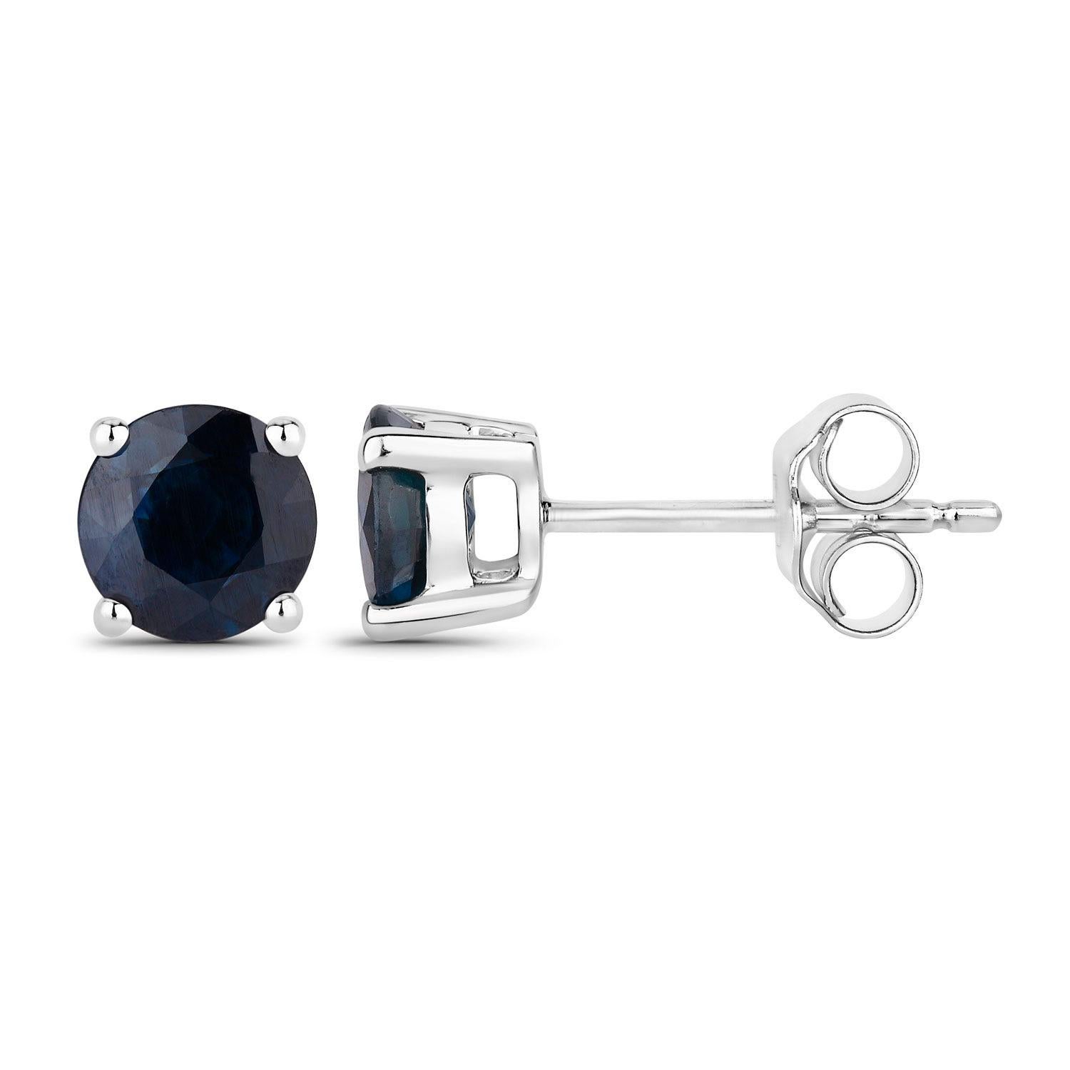 Contemporain Boucles d'oreilles saphir bleu 1.68 carats or blanc 14K en vente