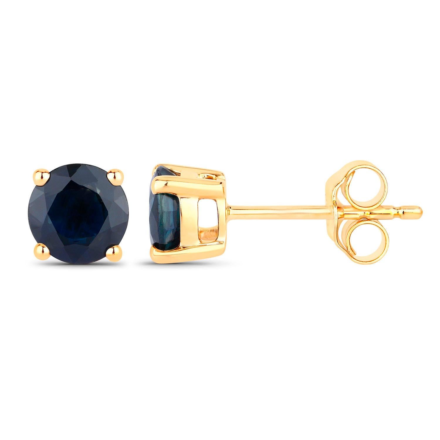 Contemporaneo Orecchini con zaffiro blu 1,68 carati in oro giallo 14K in vendita