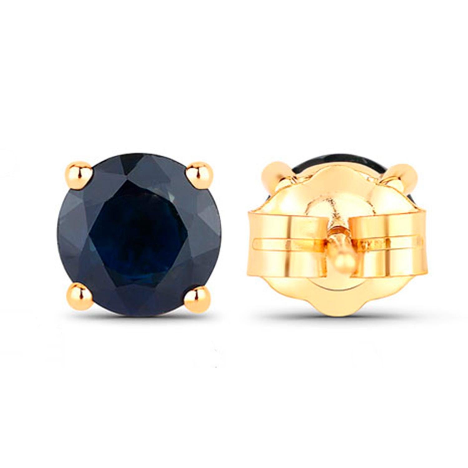 Orecchini con zaffiro blu 1,68 carati in oro giallo 14K In condizioni ottime in vendita a Punta Gorda, FL