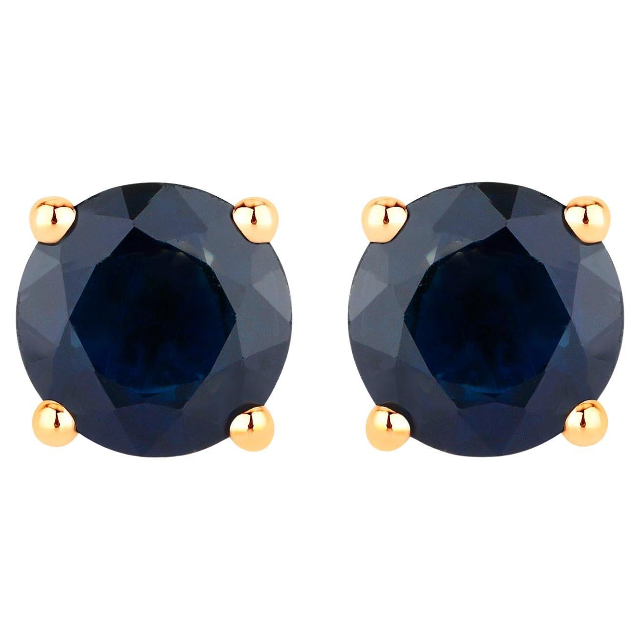 Boucles d'oreilles saphir bleu 1.68 carats or jaune 14K