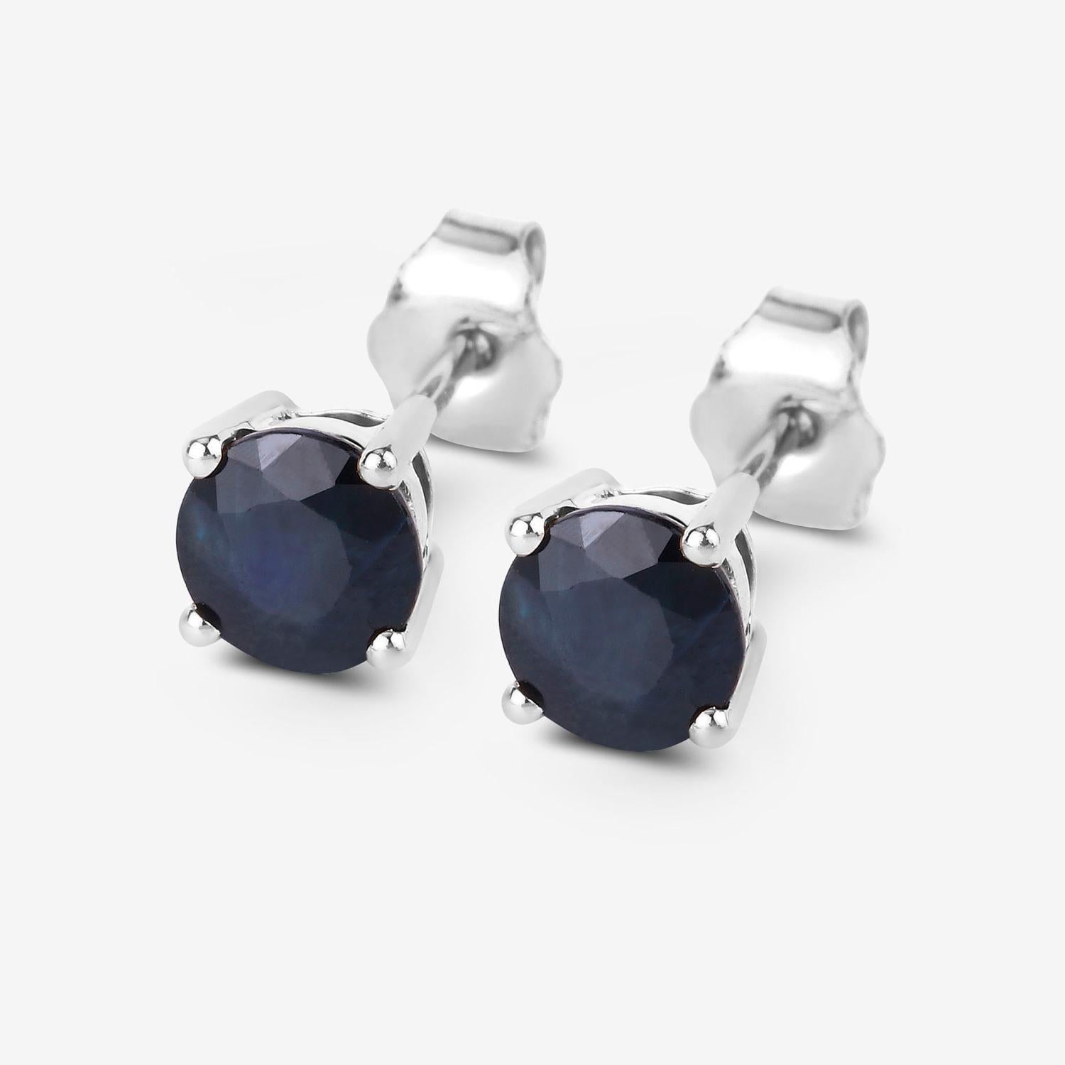 Contemporain Boucles d'oreilles saphir bleu 1.69 carats or blanc 10K en vente